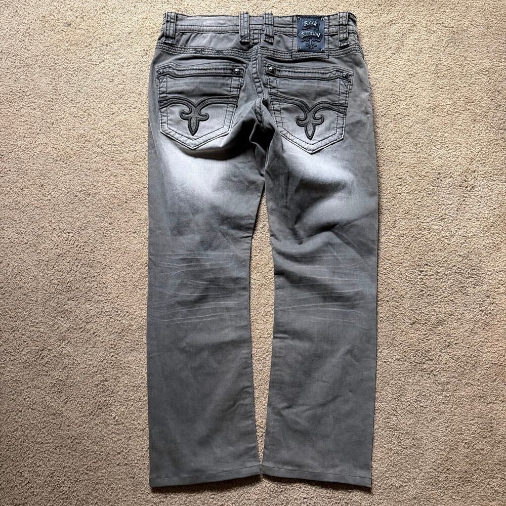 Vintage Y2K Rock Revival Faded Denim Jeans Mens 34x39 Thick Stitch
